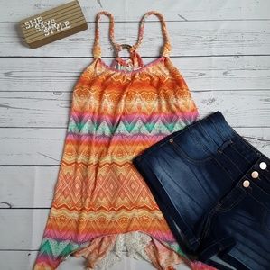 Boho print flowy tank